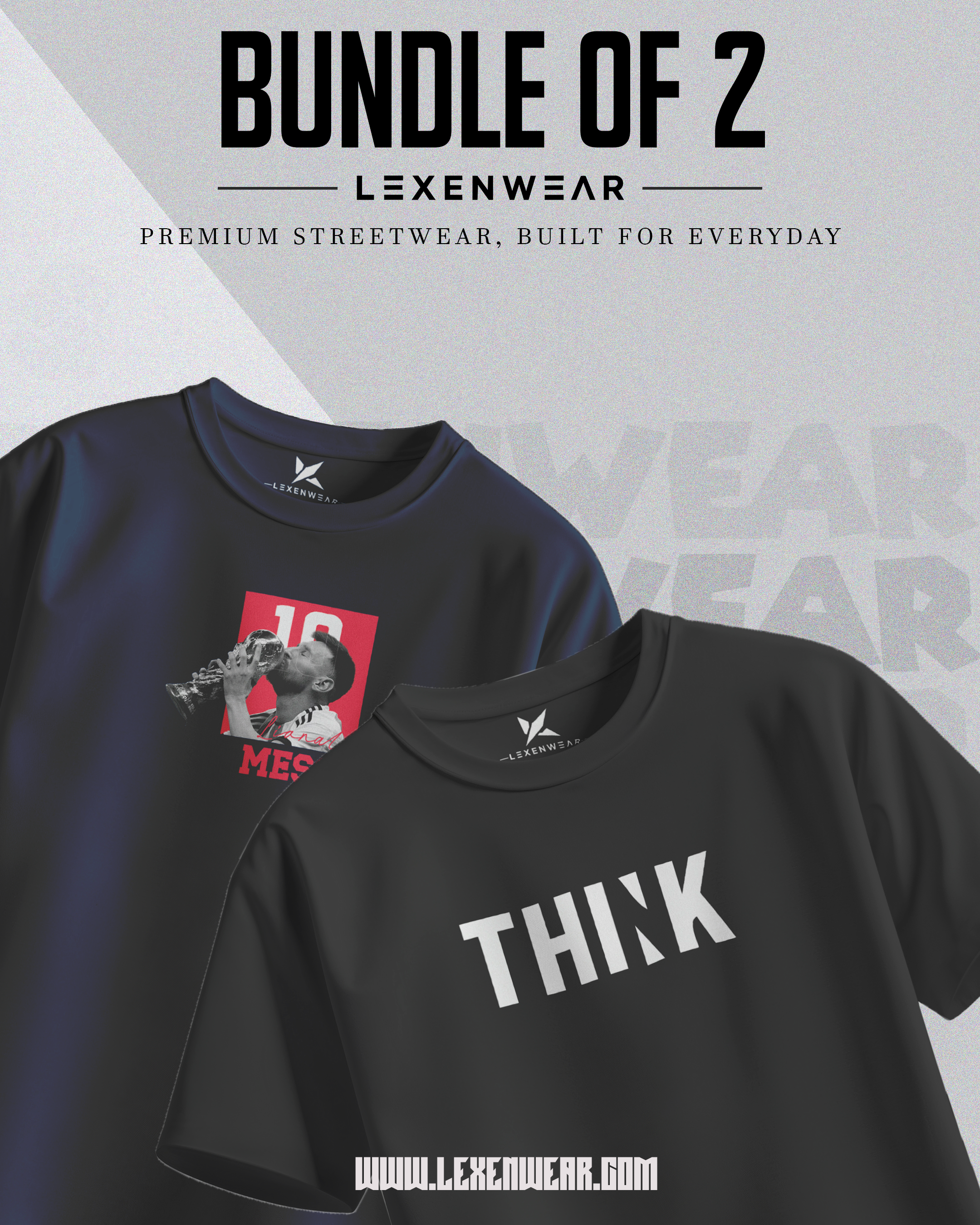 Bundle of 2 Messi and Think | Graphic T-Shirts