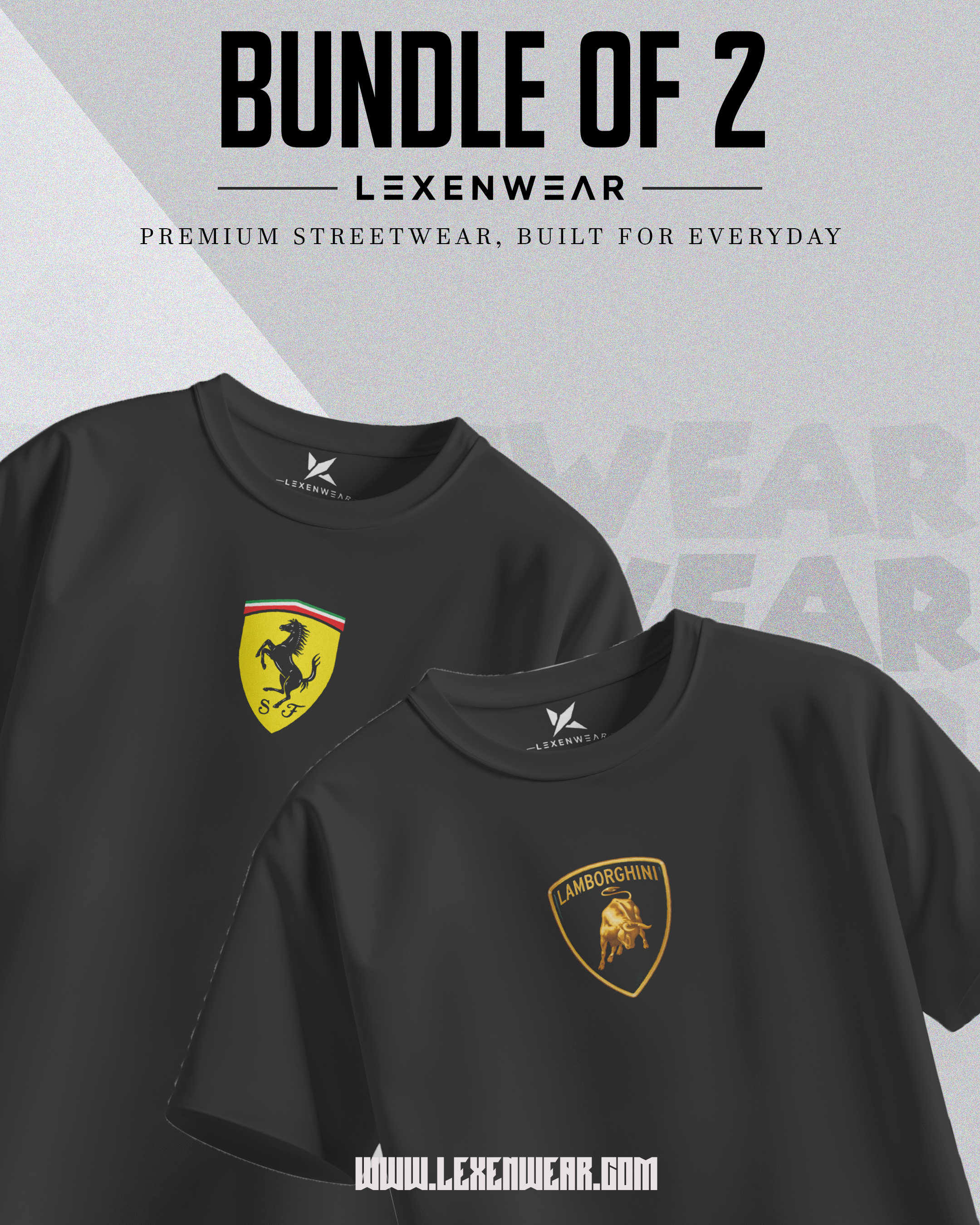 Bundle of 2 Ferrari and Lamborghini | Graphic T-Shirts